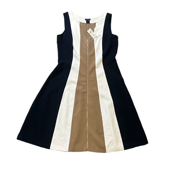Ann Taylor Colorblock Zipper Front Fit & Flare Style Career Dress Size 8 NWT - Picture 4 of 12